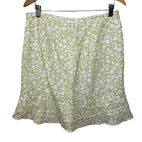 Ann Taylor LOFT Size 12P Skirt NEW Petite Linen Floral Cottagecore Flounce Hem - Picture 2 of 16